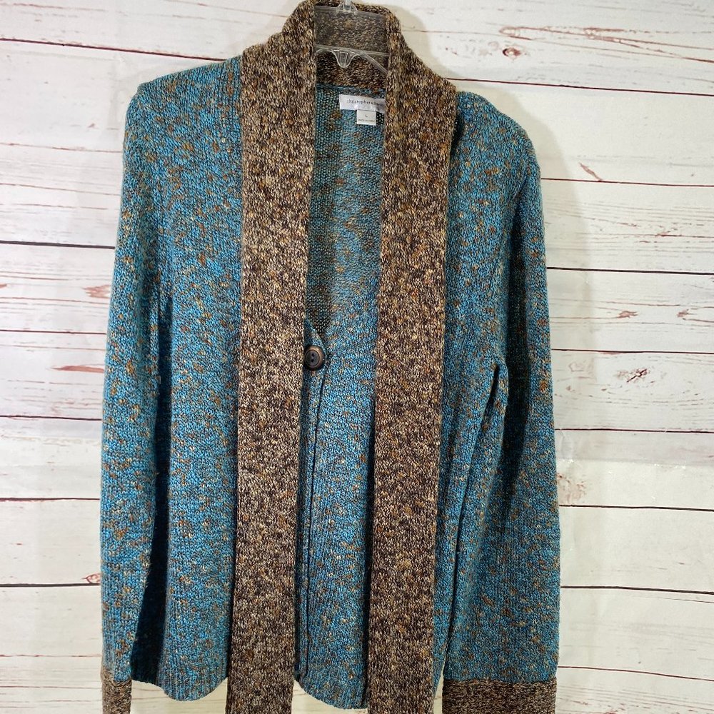 SOLD Christopher & Banks Blue & Brown Weave Sweater NWOT - Picture 9 of 13